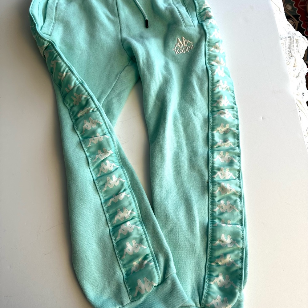 Kappa Kids Light Blue Teal cotton Joggers, size 10Y